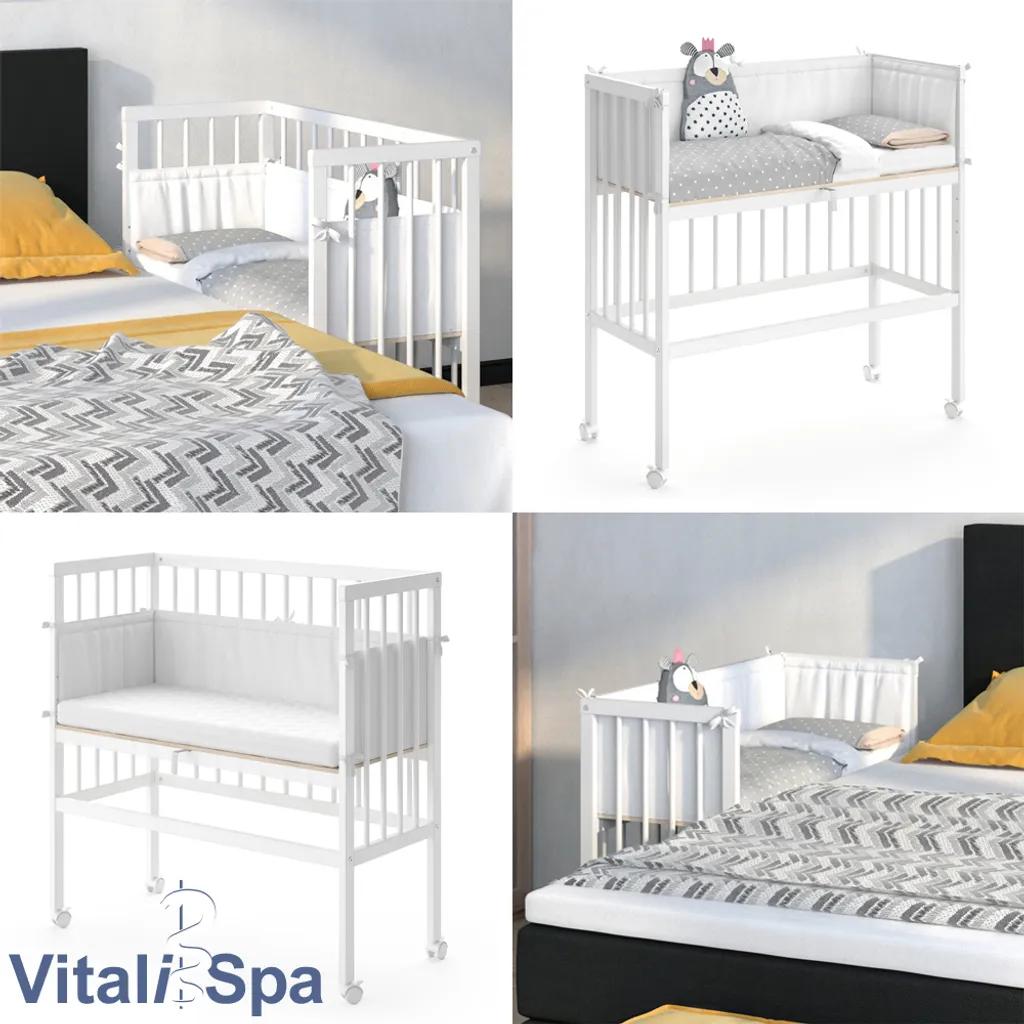 Vitalispa Beistellbett + Matratze + Nestchen Sophie Weiß 94 X 96 X 42,5 Cm Massivholz 8 Vitalispa Beistellbett + Matratze + Nestchen Sophie Weiß 94 X 96 X 42,5 Cm Massivholz – Bild 8