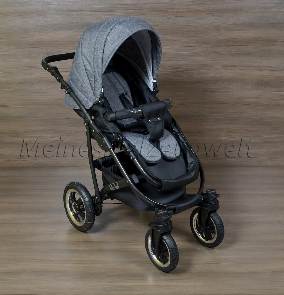LUXUS Kombi Kinderwagen 3 In 1 Komplettset - Grau/schwarz 10 LUXUS Kombi Kinderwagen 3 In 1 Komplettset - Grau/schwarz – Bild 10