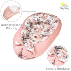 Babynest Neugeborene Nestchen Baby 90x50 Cm - Kokon Handmade Zweiseitig Aus Baumwolle Waffel Mit Babynestchen Wilde Rose Rosa -Babyprodukte Geschäft c7c708f78c3287d12cdb4edc51d6d3d0