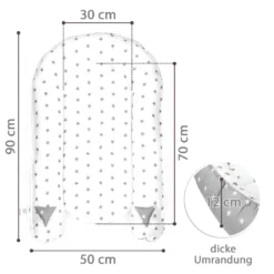 Babynest Kokon Neugeborene 90 X 50 Cm - Handmade Kuschelnest Baby Nestchen Aus Baumwolle Sternchen Grau-Weiß -Babyprodukte Geschäft c7e8ea9d0d2a4675438d1a9a9ac70e71