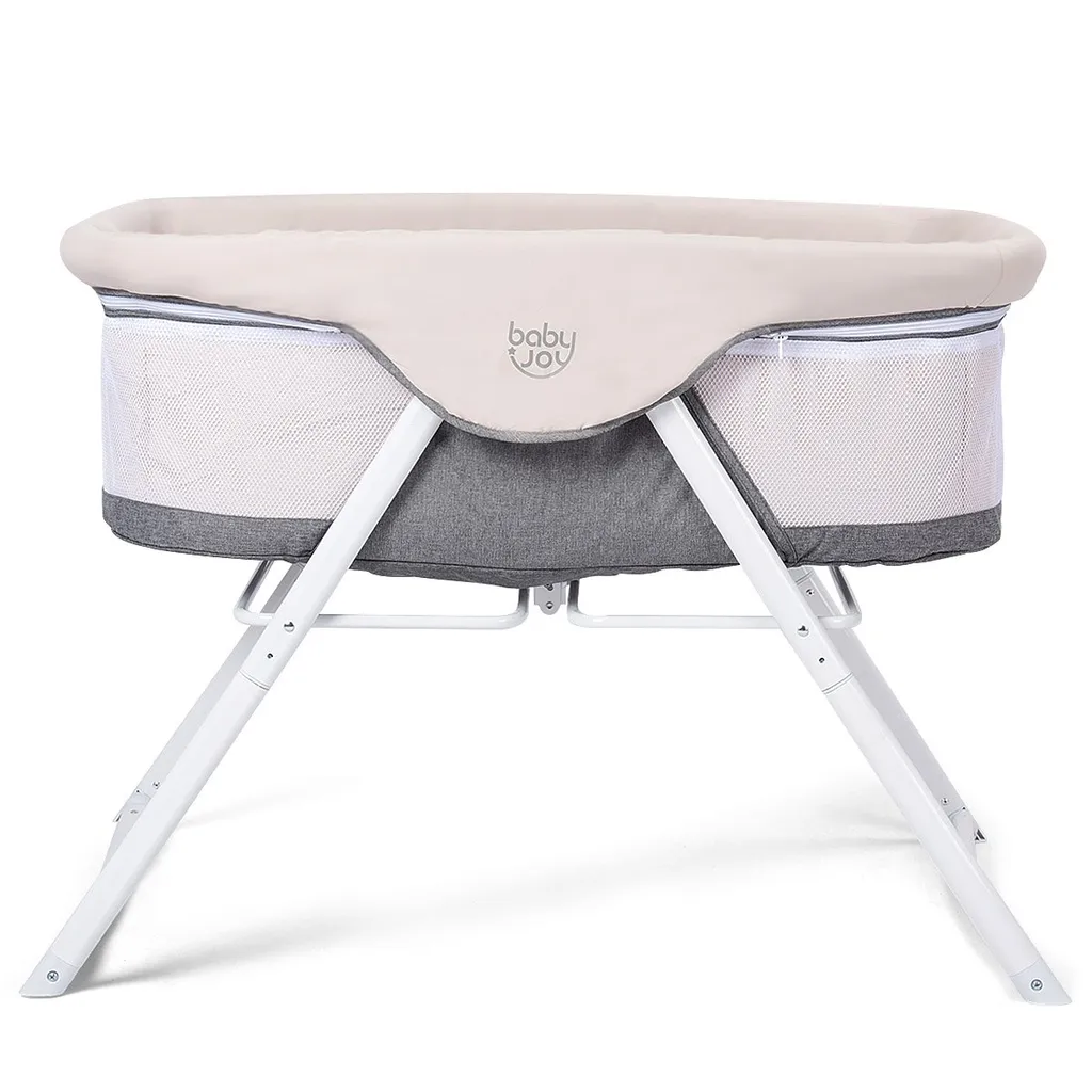 COSTWAY Stubenwagen Beistellbett Baby Babywiege Reisebett Schaukelwiege Mit Transporttasche Und Matratze Faltbar Klappbar Tragbar (grau) 1 COSTWAY Stubenwagen Beistellbett Baby Babywiege Reisebett Schaukelwiege Mit Transporttasche Und Matratze Faltbar Klappbar Tragbar (grau)