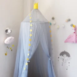 Kinderzimmer Kuppelnetz Gaze Zelt Bettnetz, Moskitonetz, Grau, Mit Leuchtenden Lichterketten -Babyprodukte Geschäft cce95241aa1acf8367ed0a769bccac14