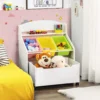 COSTWAY Spielzeugregal Mit Rollbarem Fach, 3 Kleinen Aufbewahrungsboxen Und Ablage, Spielzeugschrank, Kinderregal, Spielzeug Organizer Ideal Für Kinderzimmer Und Kindergarten (Weiß)