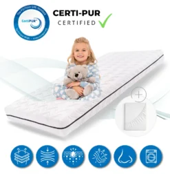 Alavya Home® Kindermatratze 80 X 160 Cm COZY Mit Bettlaken Kaltschaummatratze 160x80 Weiß - Inkl. Spannbettlaken