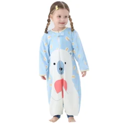 Topchances Baby Schlafsack Neugeboren Winter Leichter Langarm Kinderschlafsack Flanell Cartoon Schlafsack Mit Beinen Outdoor Camping Jungen Mädchen 1-7 Jahre Alt,Hellblau,L