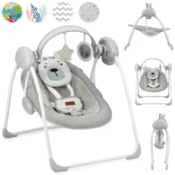 Babywippe Mit Musik Und Vibration Babywiege Schaukelwippe Baby Schaukel Verstellbar, Babyliegestuhl Baby Schlafkorb Babysitz MoMi Liss Teddy