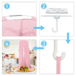 EINFEBEN Chiffon Baldachin Betthimmel Babybett, Rosa Maedchen Babys Kinder Haengende Moskitonetz Insektennetz, Fuer Kinderzimmer Schlafzimmer Spielzimmer Dekoration Spielzelte Lesen Zeit Saumlaenge 270cm -Babyprodukte Geschäft d11b788e7c9f755074b2e37d3d3c62a7