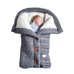 Baby Schlafsack Für Kinderwagen Gestrickt Schlafsack Süße Samt Warme Tasche Pucksack Stricken Wickeln Abnehmbare Ärmel Strick Decke Schlafsack Swaddle Für Babys Neugeboren