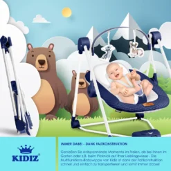 KIDIZ® Babywippe Babyschaukel Mit 5 Geschwindigkeitseinstellungen Zusammenklappbarer Baby Wippe Schaukel Babyhochstuhl Mit Spielbogen Spielzeugen 5 Beruhigende Naturgeräusche Neugeborene, Farbe:Navyblau 14 KIDIZ® Babywippe Babyschaukel Mit 5 Geschwindigkeitseinstellungen Zusammenklappbarer Baby Wippe Schaukel Babyhochstuhl Mit Spielbogen Spielzeugen 5 Beruhigende Naturgeräusche Neugeborene, Farbe:Navyblau -Babyprodukte Geschäft d6594984cc4a7734802d23cd3c44b3aa
