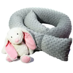 MINKY Weiche Bettschlange Bettrolle Seitenschläferkissen Stillkissen Zierkissen Nestchen Nestchenschlange Nackenrolle 180 Cm Hand EU Grau