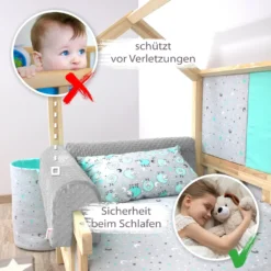 Bettkantenschutz Für Kinderbetten 90 Cm - Schutz Für Bettrahmen Kantenschutz Kinder Babybett Hellgrau Minky -Babyprodukte Geschäft d9ab33befc75aa569f270bda1b137de6
