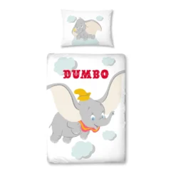 DUMBO Bettwäsche 40x60 + 100x135 Cm ☆ Kinder-Bettwäsche Für Mädchen & Jungen ☆ Disney Dumbo Elefant - 100% Baumwolle