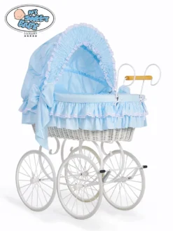 Stubenwagen Für Jungs Komplettset Mit Bezug Und Matratze Weiße Weide Bettwäsche Blau