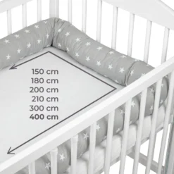 Bettschlange 300 Cm Nestchenschlange Für Baby Bettrolle 3m Bettumrandung Babybettschlange Grau Mit Weißen Sternen -Babyprodukte Geschäft df868829967717254332366b4418ae2c