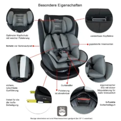 XOMAX 916 Auto Kindersitz Mit 360° Drehfunktion Und ISOFIX Für Kinder Von 0 - 36 Kg (Klasse 0, I, II, III) Farbe Schwarz/Grau -Babyprodukte Geschäft e0676d1e8e2e95a50eaaa012df518234