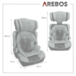 AREBOS Kinderautositz, 5-Punkt-Sicherheitsgurt, Gruppe 1+2+3 Für 9-36kg, Einstellbare Kopfstütze, ECE R44/04, Abnehmbare Rückenlehne, Verstellbar (44 X 44 X 66-78 Cm), Grau -Babyprodukte Geschäft e1253f8f614aa3414faef1948a59a40d