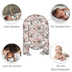 Warmes Nestchen Baby 90x50 Cm - Kuschelnest Neugeborene Nestchen Winter / Herbst Kokon Babynest Wilde Rose Grau -Babyprodukte Geschäft e21076364919a30bf604dd2237eb3d21