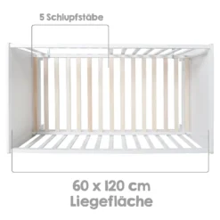 Roba Beistellbett, Weiß, Höhenverstellbar, 5 Schlupfsprossen, Inkl. Lattenrost, 60 X 120 Cm -Babyprodukte Geschäft e2ef06922338e89a8751de257434cc81