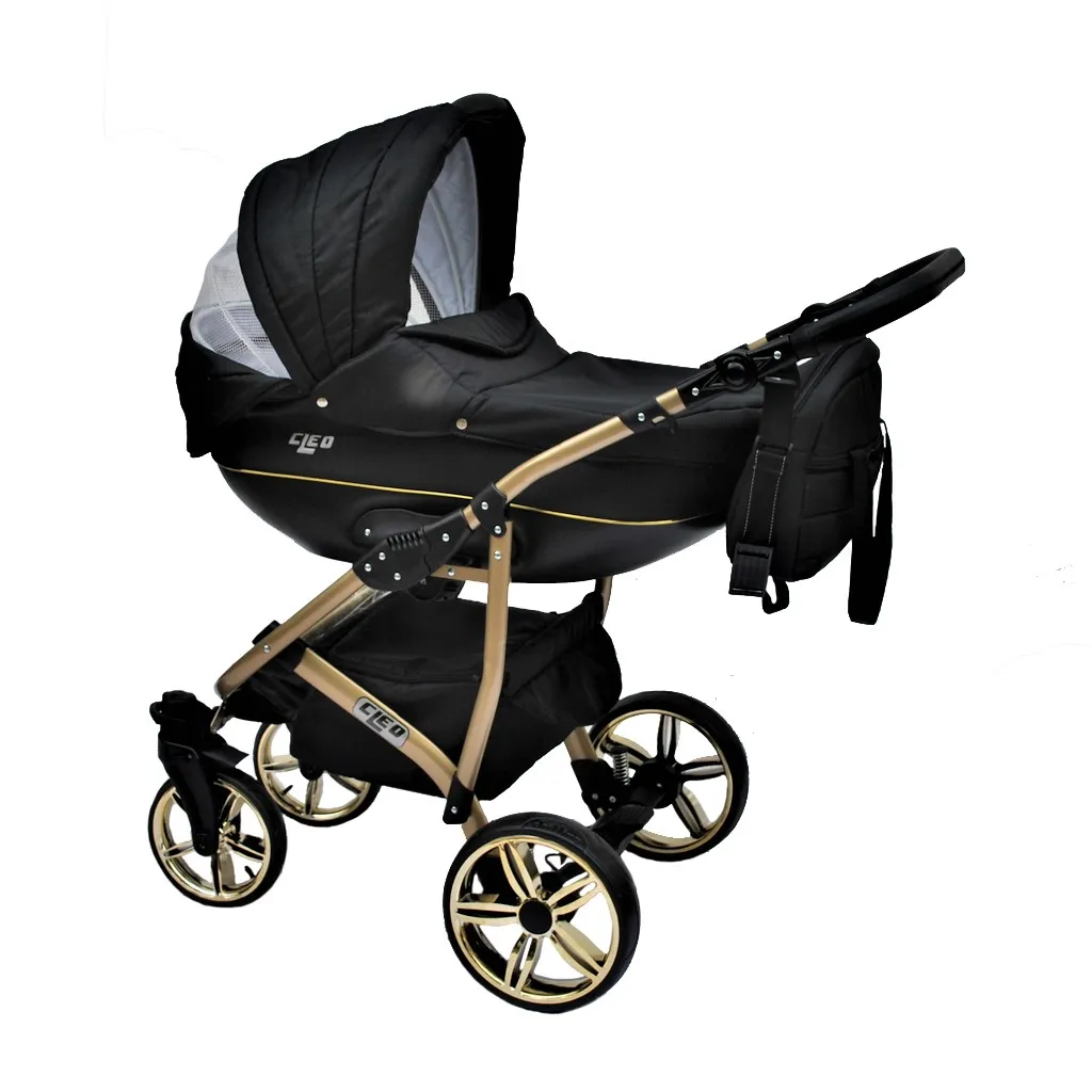 LUXUS Kombi Kinderwagen 4 In 1 Komplettset Mit Isofix-Basisstation Und Vollgummireifen - Schwarz/gold 3 LUXUS Kombi Kinderwagen 4 In 1 Komplettset Mit Isofix-Basisstation Und Vollgummireifen - Schwarz/gold – Bild 3