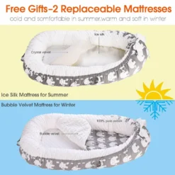 Topchances Kuschelnest Babynest Multifunktionales Nest Für Babys Säuglinge Reisebett, 100% Baumwolle Bionic Bett, Für 0-24 Monate Baby Und Säuglinge (Grau/Elefant) -Babyprodukte Geschäft e64ff0ef0d77585e1c449d98c8289c8e