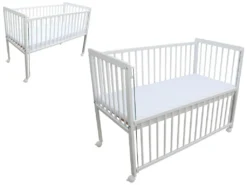 Kinderbett / Beistellbett / Babybett 2in1 120x60cm Mit Matratze Weiß