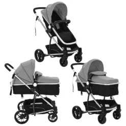 VidaXL 2-in-1 Buggy/Kinderwagen Aluminium Grau Und Schwarz -Babyprodukte Geschäft ead9281f67fceb72b75602d653ac7f74