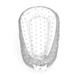 Babynest Kokon Neugeborene 90 X 50 Cm - Handmade Kuschelnest Baby Nestchen Aus Baumwolle Sternchen Grau-Weiß -Babyprodukte Geschäft eb925f589962de8449e8bea02216ef52