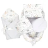 Babynestchen Set Neugeborene - Kuschelnest Baby Nestchen Bett Set 5- Teilig Kokon Babyhörnchen Baumwolle Hellgrau Mit Eulen Und Hasen Motiv