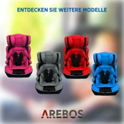 AREBOS Kinderautositz, 5-Punkt-Sicherheitsgurt, Gruppe 1+2+3 Für 9-36kg, Einstellbare Kopfstütze, ECE R44/04, Abnehmbare Rückenlehne, Verstellbar (44 X 44 X 66-78 Cm), Grau -Babyprodukte Geschäft ec553637b8422314bc8a7ba236039764