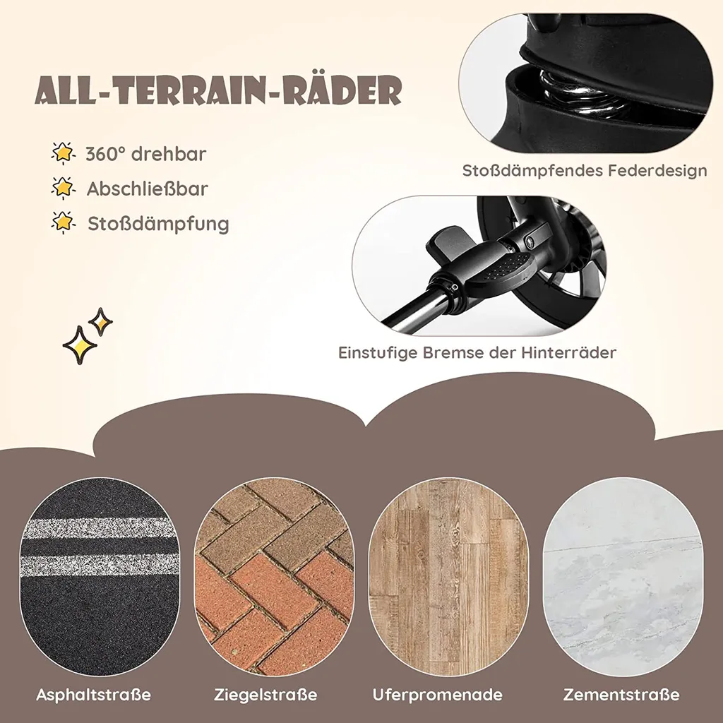 COSTWAY Faltbarer Zwillingskinderwagen, Geschwisterwagen Mit Individueller Neigung, Verstellbarer Rückenlehne & Fußstütze & Baldachin, Tragbarer Zwillingsbuggy Für Baby 0-4 Jahren 4 COSTWAY Faltbarer Zwillingskinderwagen, Geschwisterwagen Mit Individueller Neigung, Verstellbarer Rückenlehne & Fußstütze & Baldachin, Tragbarer Zwillingsbuggy Für Baby 0-4 Jahren – Bild 4