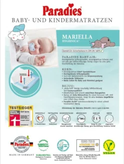 Paradies Babymatratze 70 X 140 Cm Kindermatratze "Mariella-Hygienica" Schaummatratze DIN Norm Gerecht, Sicher & Testurteil "gut" -Babyprodukte Geschäft f2bd438b98d6e8a4815f5e29f0a4cb54