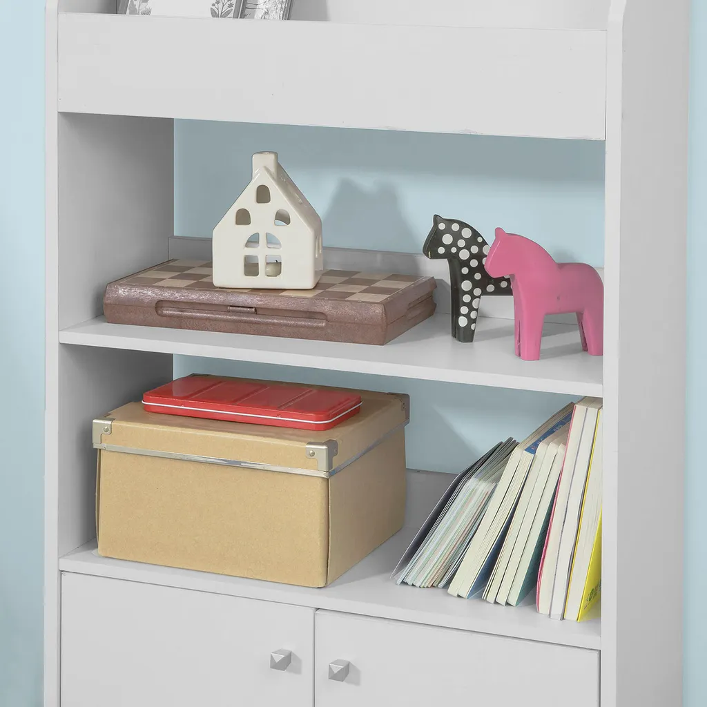 SoBuy Bücherregal Kinder Spielzeug Aufbewahrung Mit 2 Türen Weiß KMB11-W 6 SoBuy Bücherregal Kinder Spielzeug Aufbewahrung Mit 2 Türen Weiß KMB11-W – Bild 6