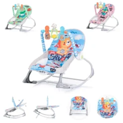 Chipolino Babywippe Baby Spa 2 In 1 Elektrisch Stuhl Schaukelfunktion Spielbogen Blau