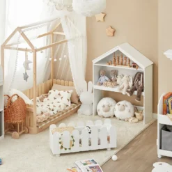 SoBuy KMB52-W Kinderregal Set 2-teilig Aufbewahrungsregal Für Kinder Spielzeugregal Bücherregal Mit Rollen Kinder Spielzeug-Organizer Regal Kinderzimmer Möbel BHT Ca.: 91x114x30cm -Babyprodukte Geschäft f4f6cc5a924cf13108b9e8a52b27c2ca