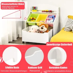COSTWAY Spielzeugregal Mit Rollbarem Fach, 3 Kleinen Aufbewahrungsboxen Und Ablage, Spielzeugschrank, Kinderregal, Spielzeug Organizer Ideal Für Kinderzimmer Und Kindergarten (Weiß) -Babyprodukte Geschäft fc2e21850eec87a0558c428a9d9fc651