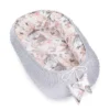 Warmes Nestchen Baby 90x50 Cm - Kuschelnest Neugeborene Nestchen Winter / Herbst Kokon Babynest Wilde Rose Grau