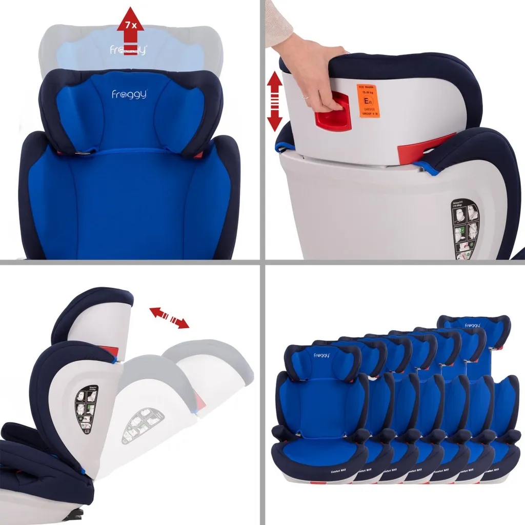 Froggy® Autokindersitz Mit ISOFIX Gruppe II/III + Sicherheitsnorm ECE R44/04 + 5-Punkte-Sicherheitsgurt Verstellbare Kopfstütze+Rückenlehne Blau 3 Froggy® Autokindersitz Mit ISOFIX Gruppe II/III + Sicherheitsnorm ECE R44/04 + 5-Punkte-Sicherheitsgurt Verstellbare Kopfstütze+Rückenlehne Blau – Bild 3