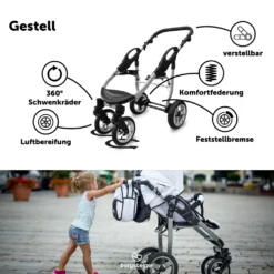 Bergsteiger Capri Kinderwagen, Farbe: Black Edition / Gestell: Silber, 3-in-1 Kombikinderwagen, Inkl. Babyschale, Babywanne, Sportwagen Und Zubehör -Babyprodukte Geschäft ff75a7c804cad225a81bec3e1a979255